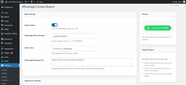 WhatsApp Contact Button