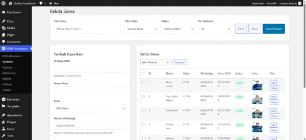 Plugin RFID Attendance / Absensi Siswa RFID