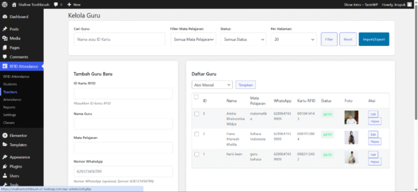 Plugin RFID Attendance / Absensi Siswa RFID