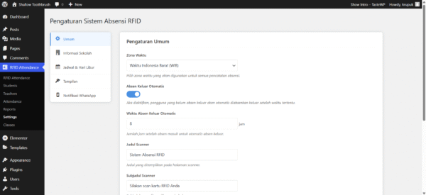 Plugin RFID Attendance / Absensi Siswa RFID