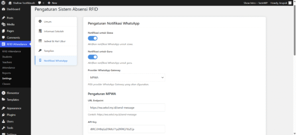 Plugin RFID Attendance / Absensi Siswa RFID